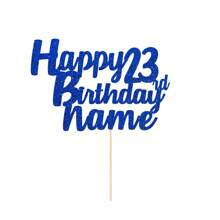 1pc Customizable Happy Birthday Cake Topper With Nameplate And Age, Comes With Double-Sided Glitter Card In Various Colors - Multicolor - View 13