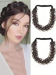 Crimp And Fluffy Braided Headband 3 Strands Synthetic Hair Braid Fashion Chunky Wide Thick Elastic Braid Headbands 14inch