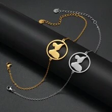 1pc France Guadeloupe Map Bracelet For Women Stainless Steel Jewelry Foot-Chain - Multicolor - View 1