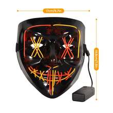[2PACK] Light Up Mask LED Mask-Purge Mask, Scary Masks, Glow Neon Mask Costume Mask With 3 Lighting Modes For Halloween Festival Party - 紅黃+綠紫 - 查看 5