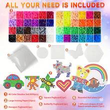 2400pcs/4800pcs/8400pcs Fuse Bead Set, 5MM Beginner Fuse Bead Kit, Suitable Christmas/Birthday Gift For Girls (6 Different Styles, Includes Pegboard, Ironing Paper And Other Accessories) - Multicolor - View 5