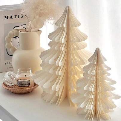 Cirelle 一套人造圣诞树，小型纸蜂窝球圣诞树，圣诞折纸装饰，圣诞礼物，圣诞派对装饰，家居装饰，餐桌中心摆件，生日圣诞装饰，房间装饰，冬季圣诞装饰，家居圣诞礼物，圣诞装饰