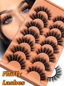 7對/包厚卷曲蓬鬆浓密假睫毛貂毛睫毛貓眼混合式長款8d浓密假睫毛條,貼合眼角,令眼睛看起來更翹更長更有型,美妝必備。 - 黑色 - 查看 1