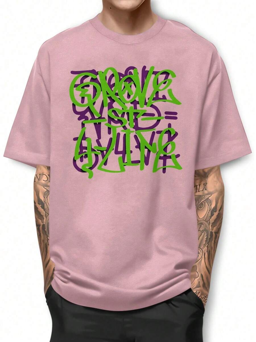 GROVE ST PRINT GTA SA Cotton Round Neck T-Shirt BPJ2 - 淺粉色 - 查看 1