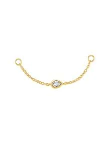 1Pc Asymmetrische Zirkonia Hanger 925 Sterling Zilveren Mini Oorbel Voor Vrouwen Zoete Stijl Geperforeerde Ketting Met Stud Oorbel Geschikt Voor Bruiloft Bruidssieraden