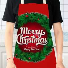 1 chiếc tạp dề vải lanh họa tiết 3D hình chú chim kẹp hạt dẻ mừng Giáng sinh vui vẻ dành cho người nấu ăn tại nhà, mặc nhà bếp và những người đam mê nấu ăn - Nhiều màu - Xem 9
