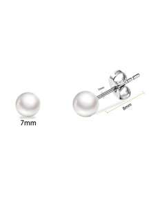 5 Pairs Cute Stainless Steel Hypoallergenic Faux Pearl Stud Earrings Set For Women, Silver Girls Dainty Faux Pearl Cartilage Earrings Gift Jewelr