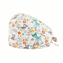 1 件女款-涤纶面料花卉、心形、卡通印花护士帽，适用于医生、护士、美容院、兽医医院和家政工作者，抗菌防尘万圣节情人节 - 彩色 - 查看 12