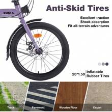 20" Folding Bike Steel Frame 7 Speed  City Bike - Purple - View 4