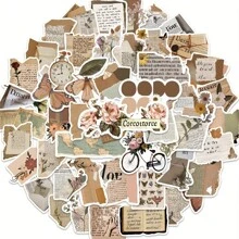 50 piezas Pegatinas decorativas estéticas marrones para monopatín - Adhesivos impermeables creativos para refrigerador, cuaderno, funda de teléfono y vaso de agua