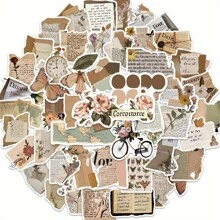 50 piezas Pegatinas decorativas estéticas marrones para monopatín - Adhesivos impermeables creativos para refrigerador, cuaderno, funda de teléfono y vaso de agua