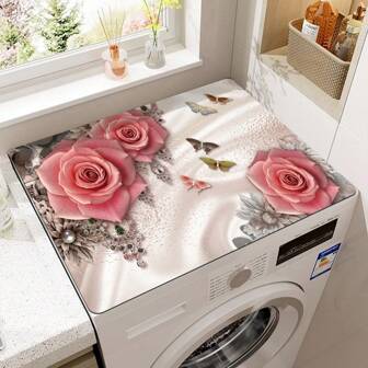 1pc Washing Machine Mat, Butterfly Pattern Design, TPR Material For Top-Loading Washing Machine,Bag,Organizer,Storage