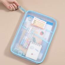 1 件透明多层文件夹大容量文件袋加厚网状学校科目整理袋返校、返校、学校用品