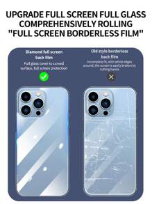 ZYONS Bộ 4 miếng dán cường lực mặt sau (2 miếng) + miếng dán cường lực mặt trước (2 miếng), chống rơi vỡ, chống trầy xước, tương thích với dòng 17 Pro Max/17 Air/16E/16 Plus/16 Pro/16 Pro Max/15/14/13/12/11/X/8/7 - 2 miếng dán mặt sau + 2 mặt kính trước - Xem 5