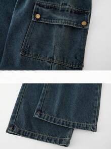 Tween Boy 宽松工装牛仔裤 - 深色水洗藍 - 查看 6