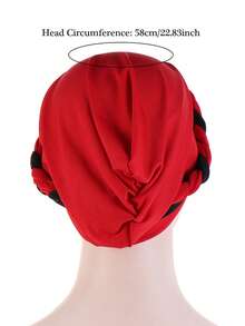 1pc Women Dual-Tone Milk Silk Headscarf Cap With Braid, Hair Covering Daily Under Cap