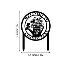 1 PIEZA Cartel de bienvenida clásico personalizado de metal con patrón de tetera recortada en flor, decoración de estaca de jardín personalizada, placa de metal con nombre personalizado para césped, granja, parque, decoración de poste con tema floral para exteriores, ideal para decoración de Acción de Gracias y primavera - No se necesita electricidad