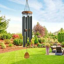 6-Tube Vintage Style Aluminum Alloy Wind Chime, Home Decor Ornament Hanging Accessory, Creative Gift - Black - View 1
