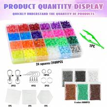 2400pcs/4800pcs/8400pcs Fuse Bead Set, 5MM Beginner Fuse Bead Kit, Suitable Christmas/Birthday Gift For Girls (6 Different Styles, Includes Pegboard, Ironing Paper And Other Accessories) - Multicolor - View 7