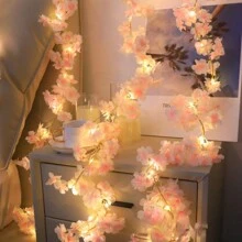 1 套仿真粉色樱花藤灯配 30 个 LED 灯，适用于派对、节日、生日、婚礼装饰、北欧家具装饰、房间装饰 - 彩色 - 查看 6