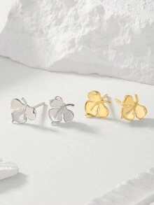 Hoa tai thiết kế hình lá thanh lịch bằng bạc Sterling 925, phù hợp cho thanh thiếu niên, đeo hàng ngày, đi nghỉ, lễ hội - Một cỡ - Xem 1