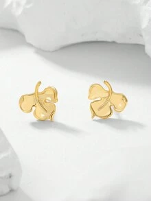 Hoa tai thiết kế hình lá thanh lịch bằng bạc Sterling 925, phù hợp cho thanh thiếu niên, đeo hàng ngày, đi nghỉ, lễ hội - Một cỡ - Xem 2