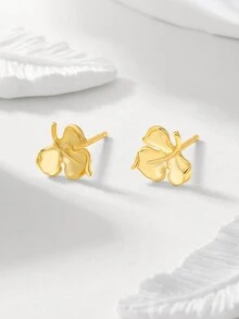 Hoa tai thiết kế hình lá thanh lịch bằng bạc Sterling 925, phù hợp cho thanh thiếu niên, đeo hàng ngày, đi nghỉ, lễ hội - Một cỡ - Xem 5