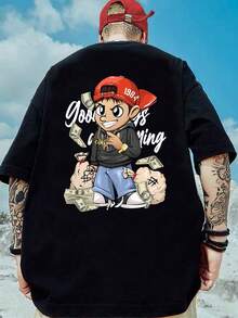 Stylish Unisex T-Shirt 100% Cotton Streetwear New Release Shipping Various Colors!! - 黑色 - 查看 1