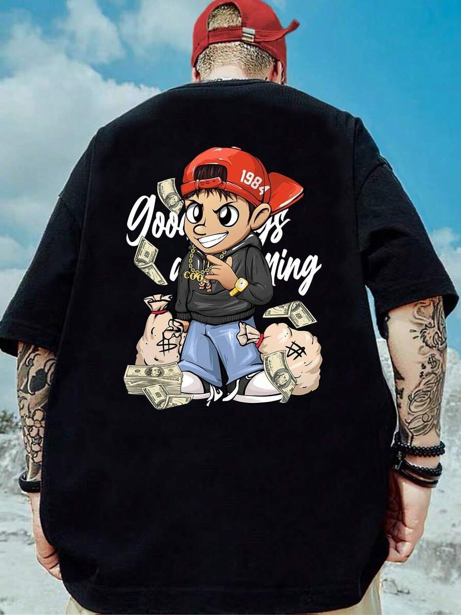 Stylish Unisex T-Shirt 100% Cotton Streetwear New Release Shipping Various Colors!! - 黑色 - 查看 1