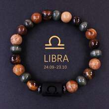 1 pièce Bracelet pour homme, perles en pierre d'œil de tigre, bangle, idées de cadeaux pour la sœur, cadeaux pour le frère, signes du zodiaque : Bélier Taureau Gémeaux Cancer Lion Vierge Balance Scorpion Sagittaire Capricorne Verseau Poissons