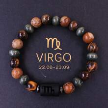 1 pièce Bracelet pour homme, perles en pierre d'œil de tigre, bangle, idées de cadeaux pour la sœur, cadeaux pour le frère, signes du zodiaque : Bélier Taureau Gémeaux Cancer Lion Vierge Balance Scorpion Sagittaire Capricorne Verseau Poissons