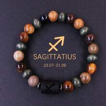 1 pièce Bracelet pour homme, perles en pierre d'œil de tigre, bangle, idées de cadeaux pour la sœur, cadeaux pour le frère, signes du zodiaque : Bélier Taureau Gémeaux Cancer Lion Vierge Balance Scorpion Sagittaire Capricorne Verseau Poissons