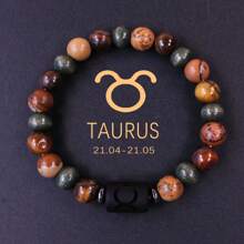 1 pièce Bracelet pour homme, perles en pierre d'œil de tigre, bangle, idées de cadeaux pour la sœur, cadeaux pour le frère, signes du zodiaque : Bélier Taureau Gémeaux Cancer Lion Vierge Balance Scorpion Sagittaire Capricorne Verseau Poissons