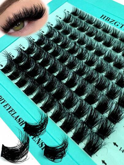 HBZGTLAD 80pcs/8rows Mixed Natural Fluffy Blue False Eyelashes, Densely Packed C-D Curl Length, 3D Voluminous Clusters For Eye Lash Extension Lash Clusters,Eye Lash Clusters,Individual Eyelashes,Lashes,Fake Lashes
