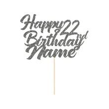 1 szt. Personalizowana dekoracja tortu urodzinowego z imieniem i wiekiem, w zestawie dwustronna karta z brokatem w różnych kolorach - Wielokolorowe - Zobacz 15
