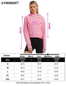 Women's Pullover Hoodie With Thumb Holes Long Sleeve Solid Zipper Tops For Women With Pocket - Hồng - Xem 6