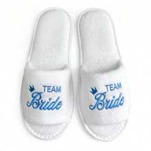 Blue Teambride White Slippers