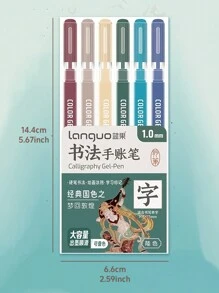 6支装书法1.0毫米彩色凝胶笔套装粗头圆珠笔用于书写绘画马克笔学校返校