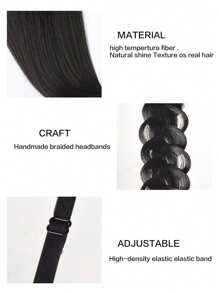 Crimp And Fluffy Braided Headband 3 Strands Synthetic Hair Braid Fashion Chunky Wide Thick Elastic Braid Headbands 14inch