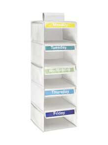 1pc 5-Shelf Weekly Hanging Closet Organizer For Kids Grey White Closet Organizer Clothes Storage Organizer For Toddler Girls Boys Days Of The Week Clothes Organizer Hanging Cube Organizer For Daily Activity Baby Room Storage Love Valentine - Multicolor - View 9
