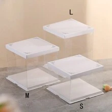8-Inch/10-Inch Transparent Birthday Cake Box For Baking, Party And Gift, Includes 1 Approximately 3 Yards Gray Ribbon Back To School