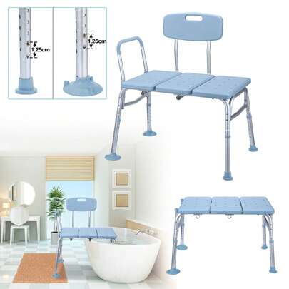 Bathroom For The Elderly In Height For Bathtub, Shower Stool With Back And Armrests, Non-Slip, For A Bathtub Up To 150 Kg