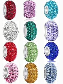 1pc Authentic Solid Sterling Silver Jan-Dec Birthstone Bead Charm  Rhinestone Compatible With  All Bracelet Necklace Women Birthday Gift