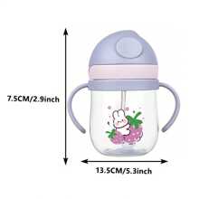 1件儿童吸管杯宝宝学习杯塑料饮水杯防呛便携水杯 - 藍色 - 查看 6