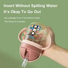 1件儿童吸管杯宝宝学习杯塑料饮水杯防呛便携水杯 - 藍色 - 查看 5