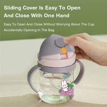 1件儿童吸管杯宝宝学习杯塑料饮水杯防呛便携水杯 - 藍色 - 查看 4