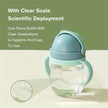 1件儿童吸管杯宝宝学习杯塑料饮水杯防呛便携水杯 - 藍色 - 查看 10