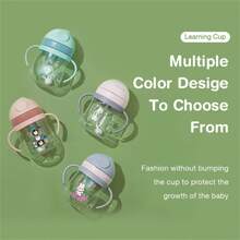 1件儿童吸管杯宝宝学习杯塑料饮水杯防呛便携水杯 - 藍色 - 查看 11