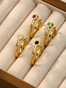 1 Stück vintage Ring mit römischen Ziffern, mehrfarbig, für Frauen und Männer, Paarungsringe, modischer rostfreier Stahlring, anlaufgeschützt, Fingerring Schmuck