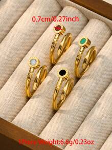 1 Stück vintage Ring mit römischen Ziffern, mehrfarbig, für Frauen und Männer, Paarungsringe, modischer rostfreier Stahlring, anlaufgeschützt, Fingerring Schmuck